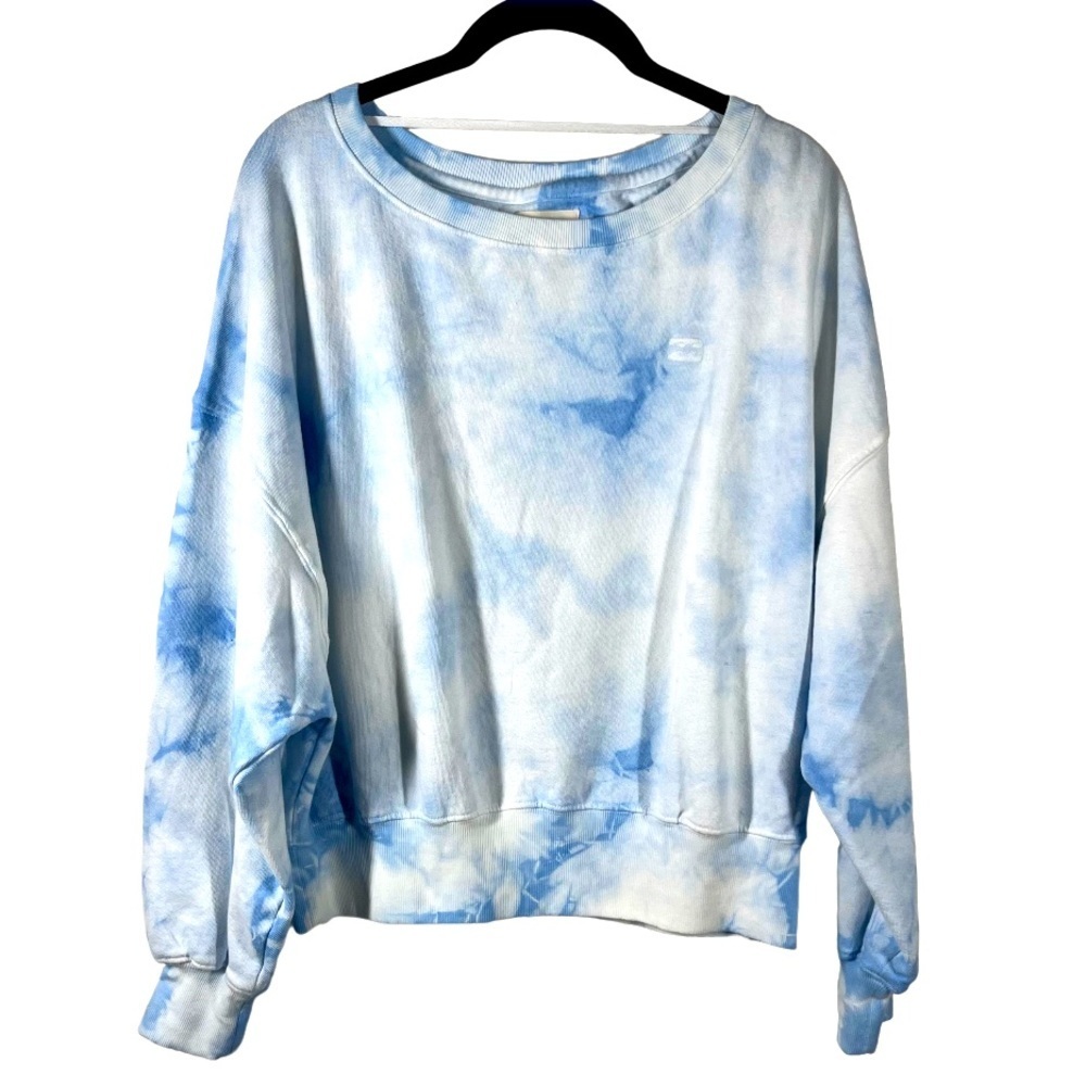 Billabong Lazy Way Pullover Sweatshirt Ice Blue Tie Dye Clouds Sky S/P NWT